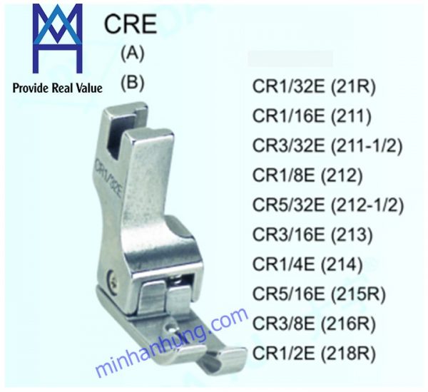 CR1/2E, CR1/4E, CR1/8E, CR1/16E, CR1/32E, CR3/8E, CR3/16E, CR3/32E, CR5/16E, CR5/32E